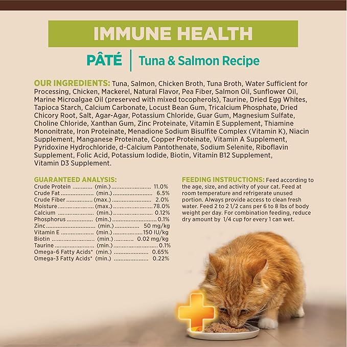 Wellness CORE+ Immune Health Pate Adult Wet Cat Food, Natural, Protein-Rich, Grain Free, 2.8 Ounce, 12 Pack (Tuna & Salmon)