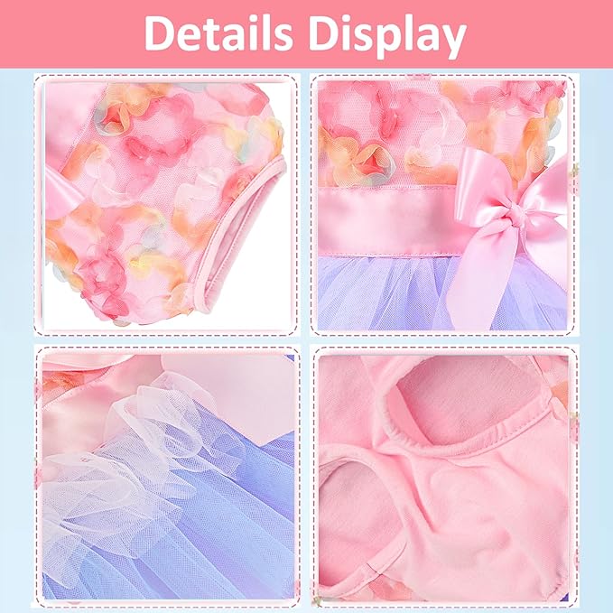Dog Tulle Dress, Summer Clothes for Small Dogs Girl Dresses Female, Polka Pet Dog Outfit, Puppy Cat Apparel, Pink (Small, Macaroon Skirt)