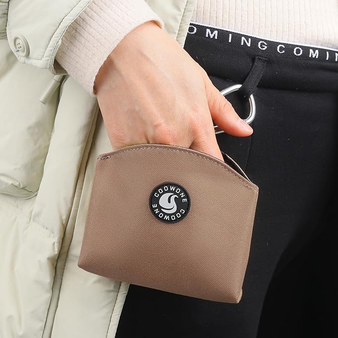 COOWONE Dog Treat Pouch Magnetic Closure Small Dog Training Treat Pouch Pocket Sized Small Dog Treat Pouch with Clip (Coffee)