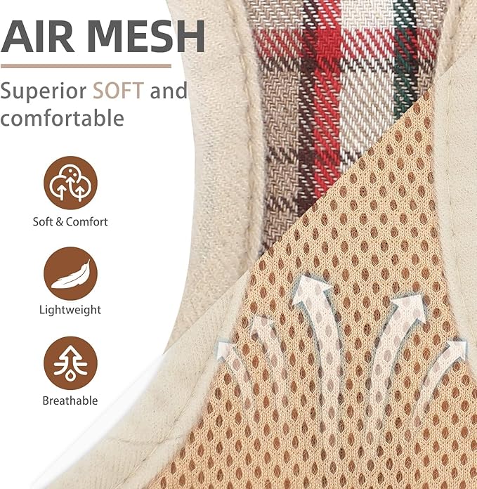 PUPTECK Adjustable Dog Harness Collar and Leash Set Step in No Pull Pet Harness for Small Medium Dogs Puppy and Cats Outdoor Walking Running, Soft Mesh Padded Reflective Vest Harnesses, Khaki M