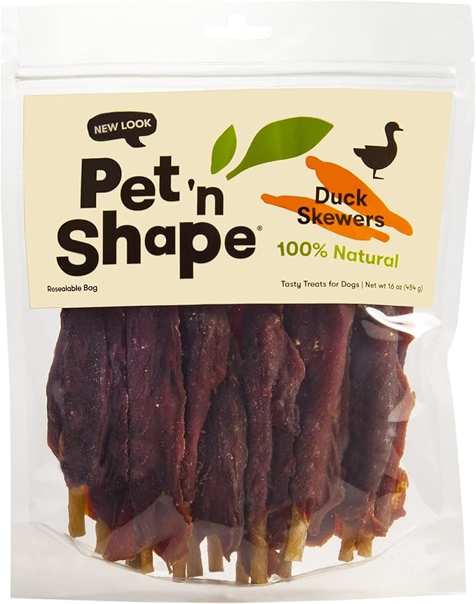Pet 'n Shape Chik 'n Skewers – Duck Wrapped Rawhide Chew Dog Treats - 1 Pound