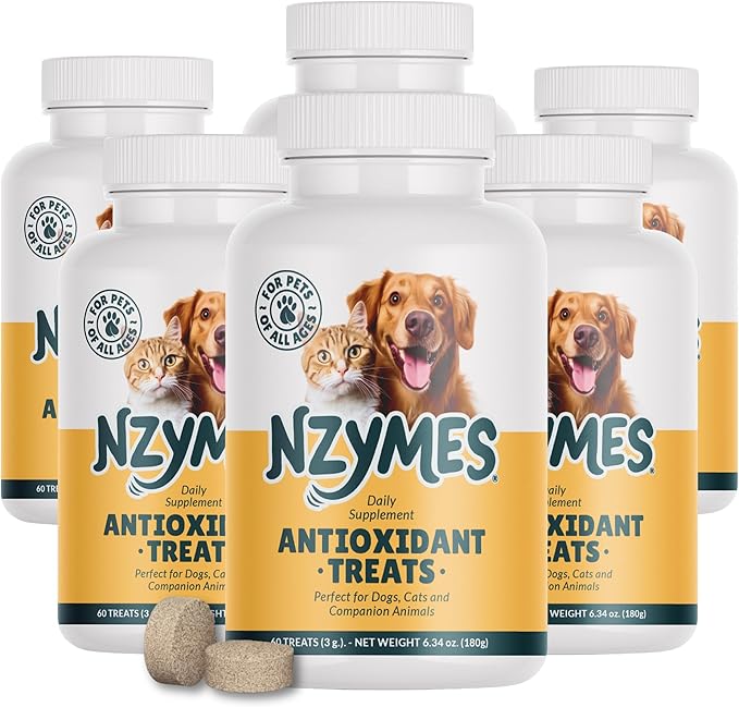 Nzymes® Antioxidant Treats - for Dogs Joints, HIPS, Paralysis, Skin, Coat, Hair Loss, Aging, Digestion, Neurological, Seizures - 360 Treats - Made in The USA