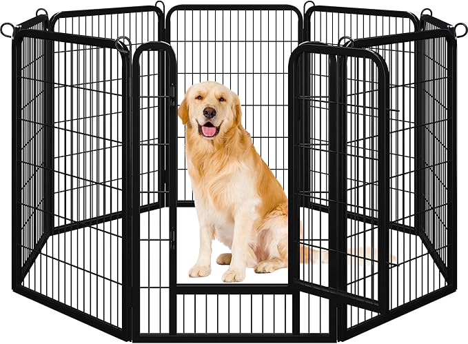 Yaheetech Dog Playpen, 40 inch 8 Panels Dog Pen for Indoor Heavy Duty Puppy Exercise Pen Metal Pet Fence for RV Camping/Yard/Garden