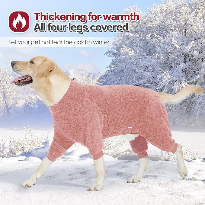 Dog Winter Coat for Small Medium Large Dog for Run Walk Sleep Warm Fleece Pet Sweater & Windproof Pajamas Snow Jacket Large Pink