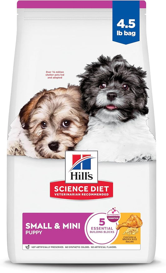 Hill's Science Diet Puppy Small & Mini Breeds Dry Dog Food, Chicken, Brown Rice, & Barley, 4.5 lb Bag