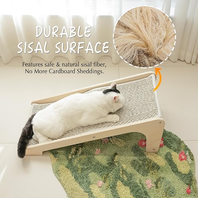 PETKARAY Cat Scratcher, Sisal Scratching Ramp, L Shape Cat Scratch Pad for Indoor Cats, Wall Furniture Protector Large Size