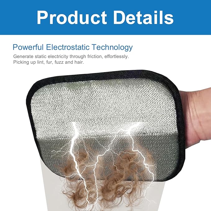Pet Hair Remover Glove for Dogs and Cats, Reusable & Electrostatic Pet Hair Remover Glove, Effective Pet Hair Removal Tool for Couch, Carpet, Car Seat, and Clothing-2PCS