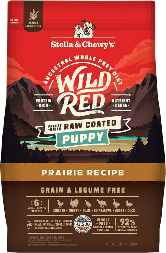 Stella & Chewy's Wild Red Dry Dog Food Raw Coated High Protein Grain & Legume Free Puppy Prairie Recipe, 3.5 lb. Bag