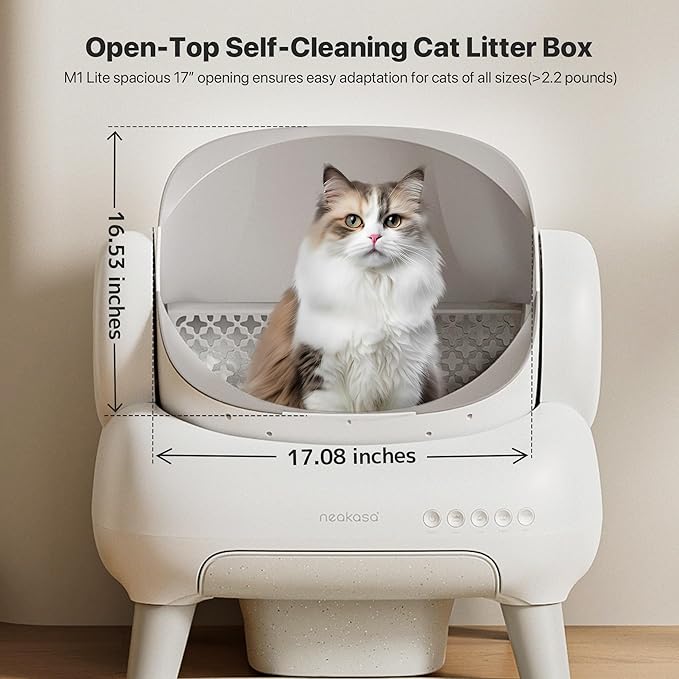 Neakasa M1 Lite Open-Top Self Cleaning Cat Litter Box, Automatic Cat Litter Box with APP Control, Safety Protection, 1 Roll Waste Bag