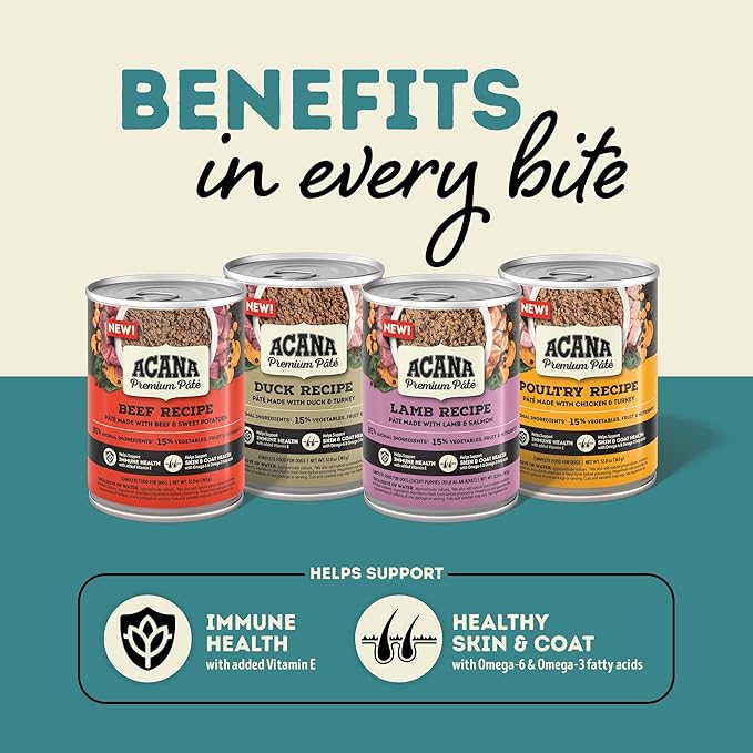 ACANA Premium Pate in Bone Broth Grain-free Wet Dog Food Poultry Recipe 12.8oz Cans (12 Count)