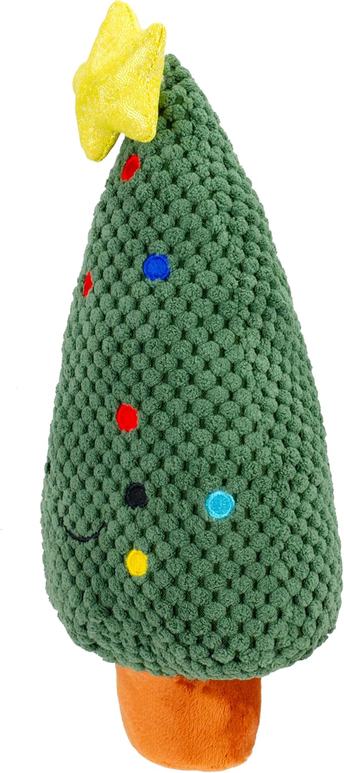 Giftable World Holiday Plush Pet Toy Fun for Christmas Designs with Squeaker Dog Chew Toy (10" Terry Tree w/Squeaker & Crinkle)