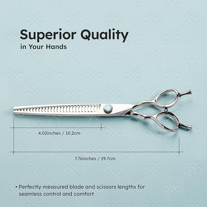8" Dog Grooming Thinning Scissors – Handcrafted, Ergonomic, VG10 Stainless Steel for Sharper, Tougher, Better Edge Retention, Thinning Rate 60-70%
