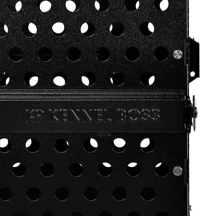 Heavy Duty Fully Collapsible Powder-Coated Aluminum Dog Crate - Medium-Long (Black)