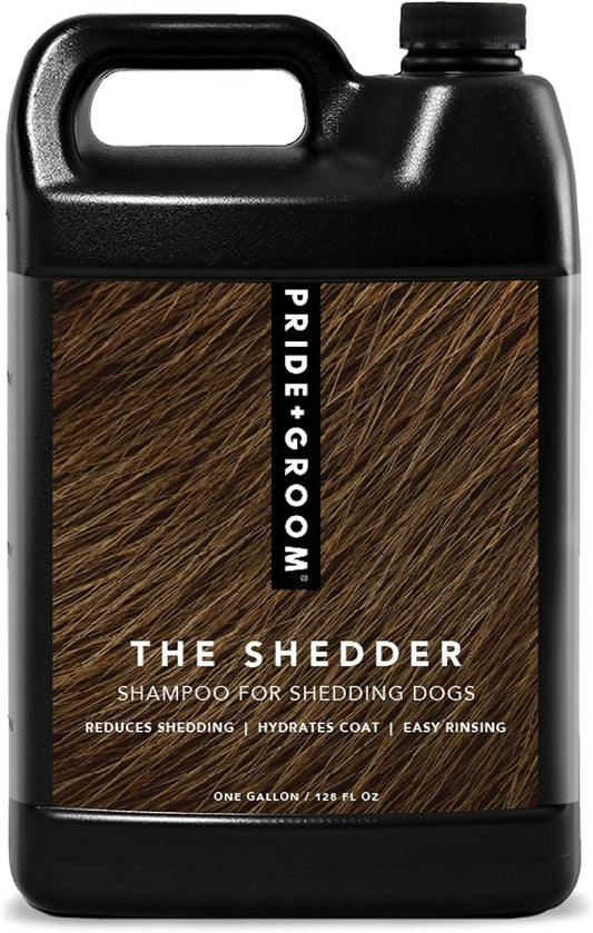 Pride and Groom The Shedder | Dog Deshedding Shampoo | All Natural Body Wash with Essential Oils & Ingredients That Reduce Pet Shedding & Fur Dander for Curly and Wavy Coats – 128oz