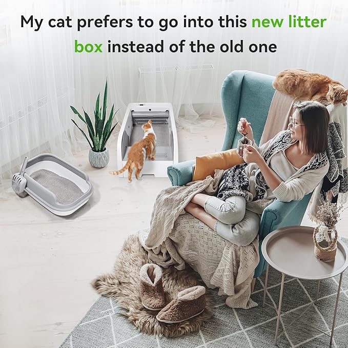 Self Cleaning Litter Box, Upgraded Automatic Cat Litter Box Self Cleaning with APP Control, Large Open Design for Single/Multiple Cats, Anti Pinch and Odorless