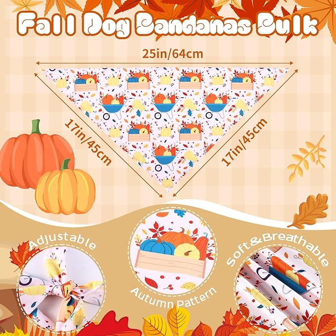 200Pcs Fall Dog Bandanas Bulk Thanksgiving Scarf for Dogs Costume Accessories Pet Triangle Kerchief Bibs Outfit Holiday Washable Scarves Bandanas Pet Shops Grooming for Girl and Boy