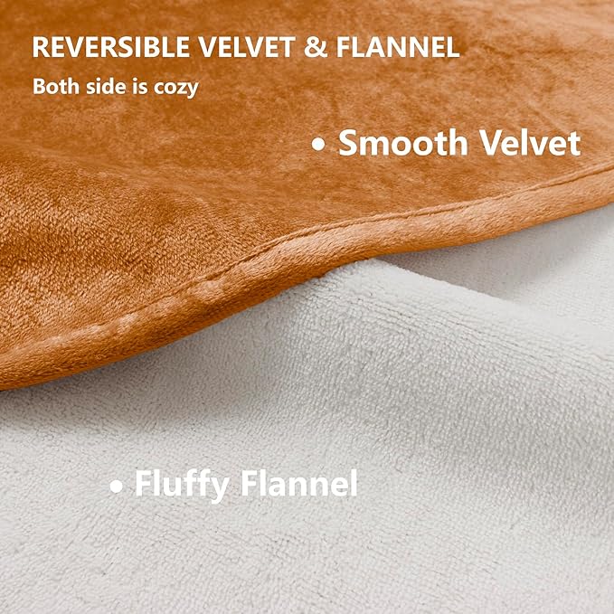 Waterproof Blanket for Bed Protection, Washable Dog Blankets for Couch, Soft Reversible Pet Throw Furniture Protector Cover for Sofa-82"x120",Orange+Cream