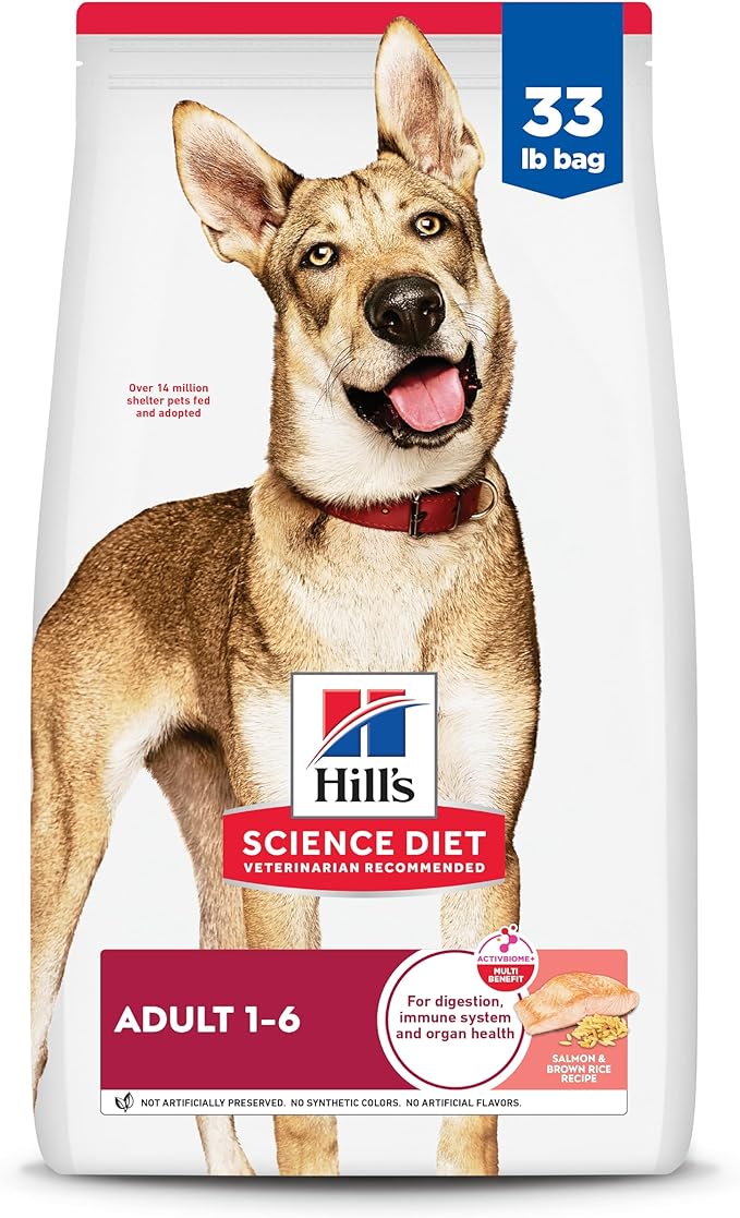 Hill's Science Diet Adult 1-6, Adult 1-6 Premium Nutrition, Dry Dog Food, Salmon & Brown Rice, 33 lb Bag