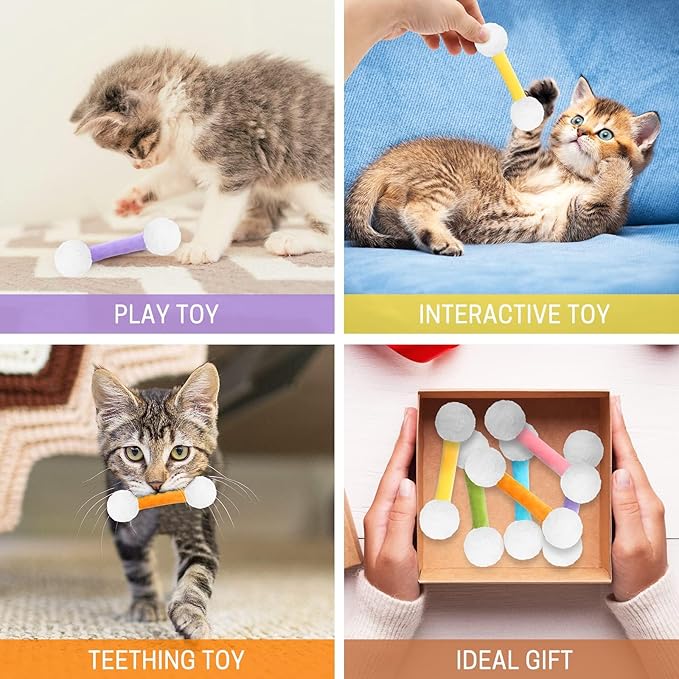 CiyvoLyeen Swabs Catnip Toys Set of 6 Soft Plush Kicker Toys - Interactive Kitty Kick Sticks for Cat Lovers Gift - Sturdy Teething Chew Toy