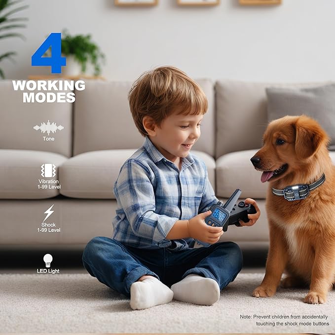 Dog Training Collar, Rechargeable e-Collars for Dogs Training with Beep, Vibration, Humane Shock(1-99) Modes, 2600ft Waterproof Dog Shock Collar for Small Medium Large Dogs