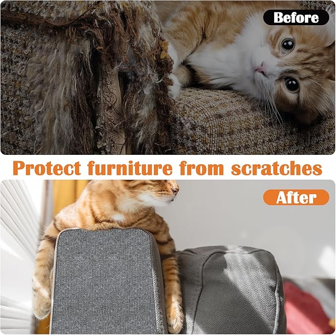 Cat Scratch Furniture Protector - 40" x 17" Trimmable Self-Adhesive Cats Claws Scratch Pads, DIY Cat Climbing Couch Protector for Scratch Post Cat Tree Replacement Indoor (Light Gray)