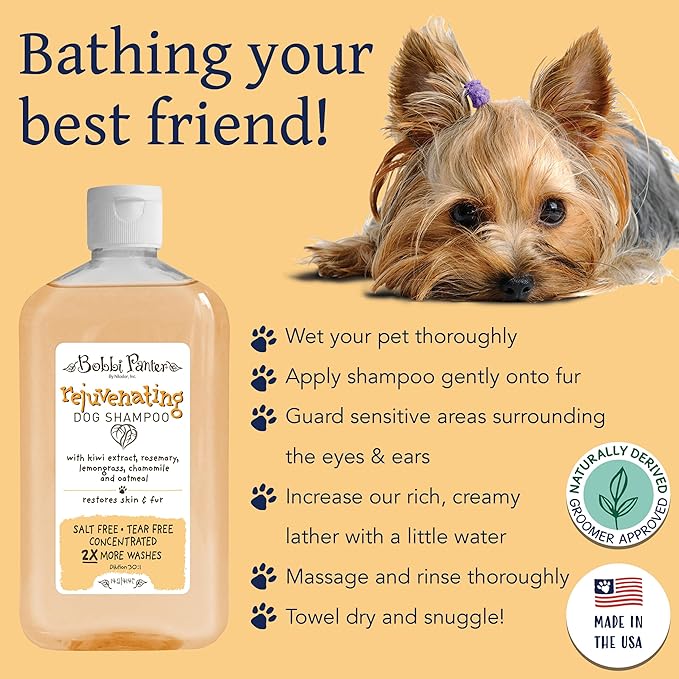 Bobbi Panter Rejuvenating Dog Shampoo, Restores & Revitalizes Skin & Fur, Orange Citrus Scent - 30:1 Concentrated Formula, Made in The USA, Trusted by Professional Groomers, 14 oz.