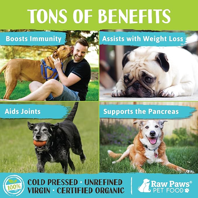 Raw Paws Virgin Organic Coconut Oil for Dogs & Cats, 16-oz - Treatment for Itchy Skin, Dry Nose, Paws - Hot Spot Lotion - Natural Hairball Remedy for Cats