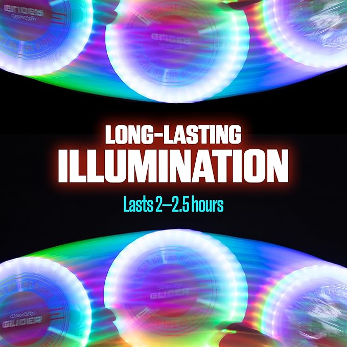 GlowCity Glider LED Glow-in-The-Dark Flying Disc – Bright, Rechargeable, Durable, Water-Resistant, 12 Color Modes, Perfect for Evenings and Night Time, Outdoor Fun, and a Great Gift for All Ages
