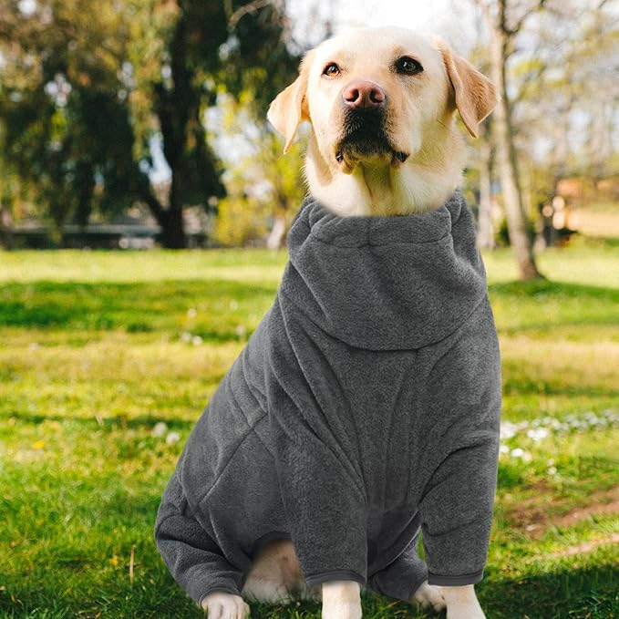 ROZKITCH Dog Coats with Legs, Pet Windproof Warm Cold Weather Jacket Vest Cozy Jumpsuit Apparel Outfit Clothes for Large Giant Dog Walking Hiking Sleep Grey 3XL