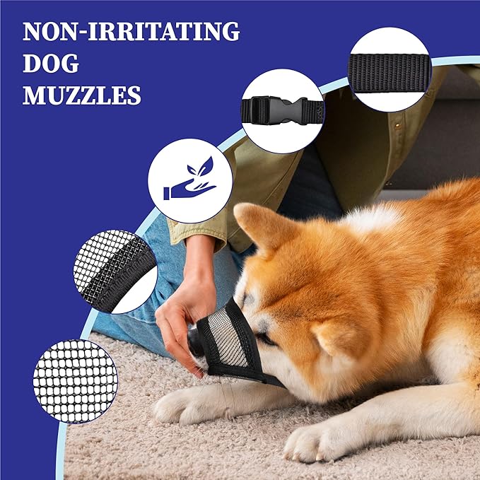 Extra Large Dog Muzzle - Air Mesh Big Dog Muzzle | Suitable for Small, Medium Large and X-Large Dogs | Stop Biting, Barking and Chewing Best for Aggressive Dogs