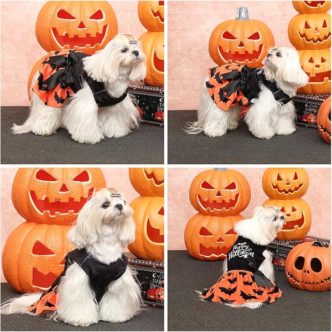 CuteBone Velvet Dog Dresses Halloween for Small Dogs, Stylish & Soft Fabric, Comfortable Fit for Everyday Wear, Perfect for Special Occasions NCVA17XS-D