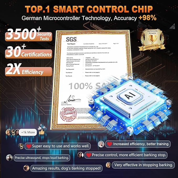 2025 U.S. Design - Bark Shield for Dogs [200% Frequency Modulated Ultrasound - German Control Chip] [100% Safe] 1-Second Activation, Dog Bark Deterrent Devices for Indoor and Outdoor Use (Orange)