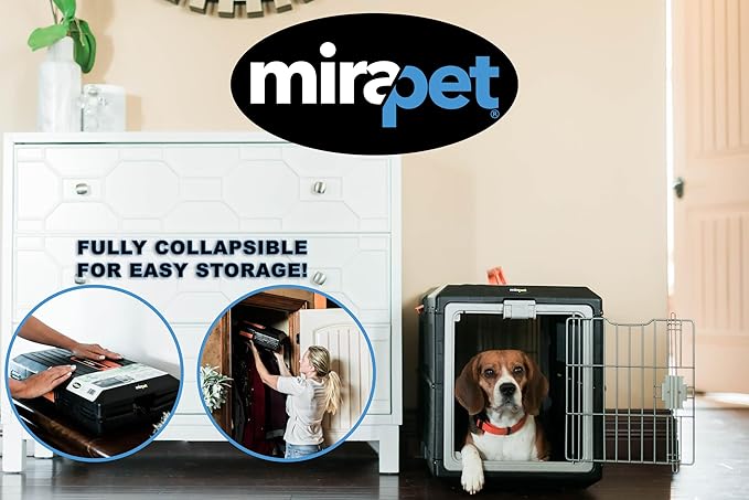 USA Pet Carrier & Crate 35" - Premium Collapsible Design for Medium Cats and Dogs - Portable Kennel for Indoor/Outdoor - 360° Ventilation & Hard Plastic Wall Protection (Orange Handle, Medium)