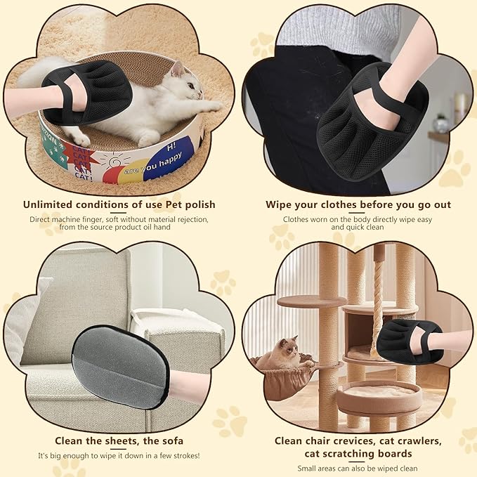 Pet Hair Remover Gloves,Electrostatic Removal for Pet Hair,Reusable Cat & Dog Grooming Gloves for Clothing/Couch/Furniture/Carpet/Car Seat(2Pcs)