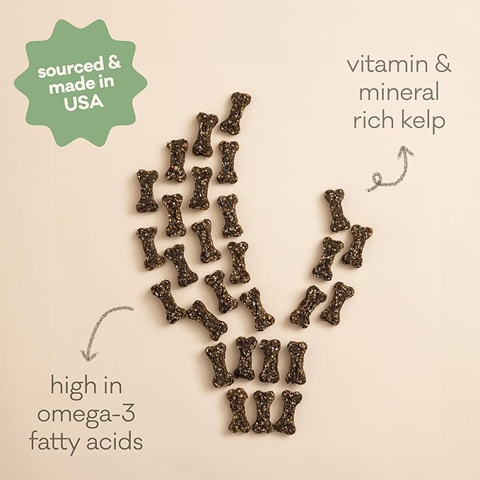 Polkadog Green Monstah Bones Crunchy Treats - Dog Treat for Small & Large Dogs with Vitamin-Rich Kelp, Omega-3, Protein - New England Green Crab & Kelp Blend - Training Size