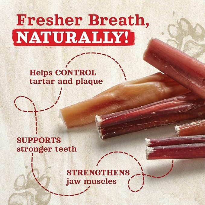 Natural Farm Odor-Free Bully Sticks (12 Inch, 12 Pack), 1.2 lbs. Per Bag, 100% Beef Pizzle Chews, Grass-Fed, Non-GMO, Fully Digestible Long Lasting Best Dental Treats to Keep Your Dogs Busy