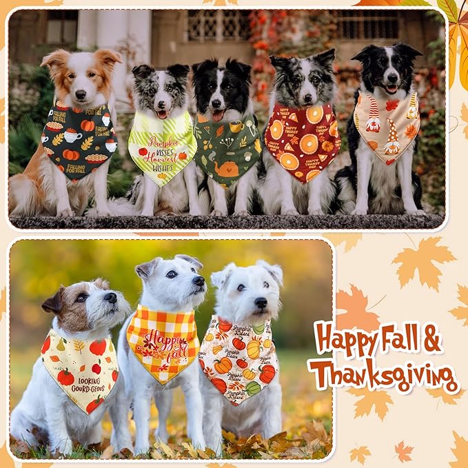 Lasnten 120 Pcs Fall Dog Bandanas Bulk Thanksgiving Dog Bandanas Pumpkin Pet Bibs Scarf for Dogs Triangle Scarf Holiday Costume for Small Medium Large Pet Accessories Grooming Supplies (Pumpkin)