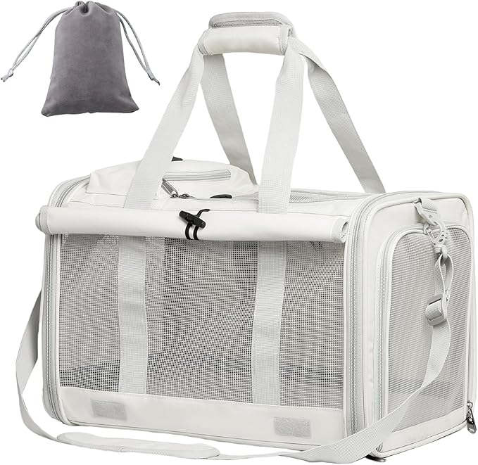 Cat Carrier and Dog Carrier is Designed for Pets Weighing up to 16 lbs.Soft-Sided,Durable and Collapsible Travel Carrier,Breathable Mesh for Ventilation,Adjustable Shoulder Strap for Comfort