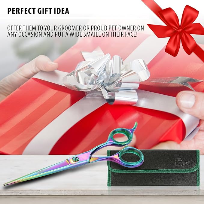 6.5 Inch Straight Rainbow Pet Scissors for Grooming Small Dogs - Professional Precision & Stunning Results - Comfortable Design - Trusted by Grooming Pros - Dog Shears - Ideal Scissors for Pet