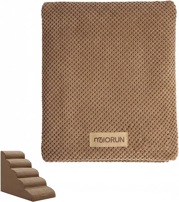 Replacement Cover for Miorun 5-Step Dog Stairs (Cover Only), Machine Washable, Anti-Slip, Fits Curved Dog Ramp for High Bed Up to 26", Coffee