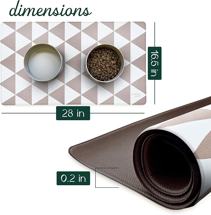 CROXTON & CO. Dog Food Mat | Non-Slip Faux Leather Pet Feeding Mat for Bowls | Large Dog Bowl Mat for Food and Water | Durable, Easy-to-Clean Pet Food Mat for Floors | Size: 12"x18"