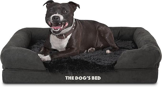 The Dog’s Bed, Medium Black Faux Fur, Memory Foam, Pain Relief: Arthritis, Hip & Elbow Dysplasia, Post Surgery, Lameness, Supportive, Calming, Washable Cover