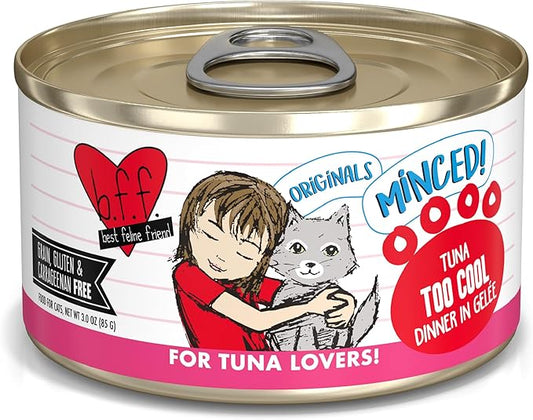 Weruva BFF Minced Natural Wet Cat Food, Tuna Too Cool in Gelee, 3oz Can, Pack of 24