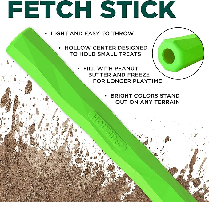 Playology Hound2O Dog Toys | Fetch Stick Toy for Dogs, Green | Durable Rubber Outdoor Toy - Easy to Clean and Made from Non Toxic Materials