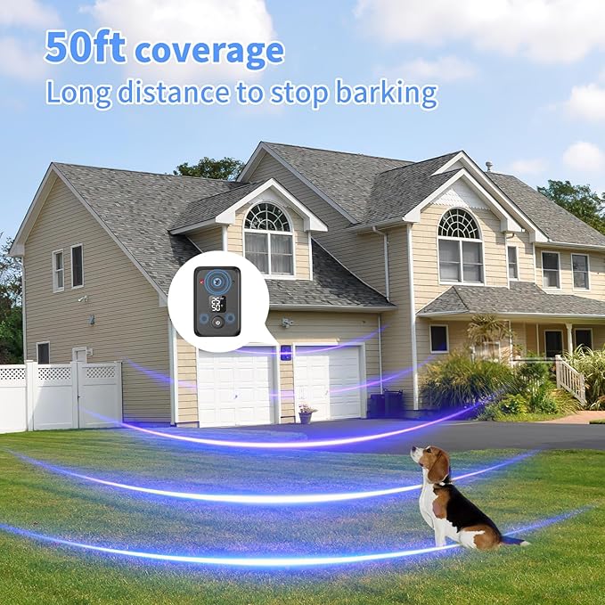 Anti Barking Device for Dogs,50FT Effective Range bark Deterrent Device,3 Modes Rechargeable,Fit All Breeds&Size Dog Black,Medium