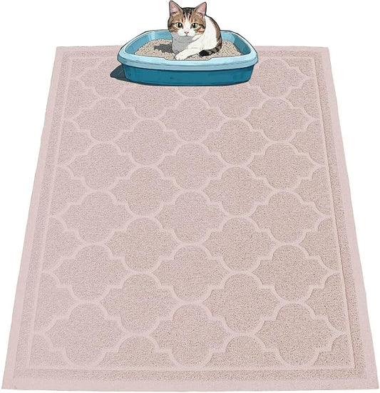 Cat Litter Mat Litter Trapping Mat, Non-Slip, Less Waste Cat Litter Box Mat,Door mats, Entrance mats，Waterproof, Anti Slip, and pet Urine Resistant，47" x 36" Champagne Color
