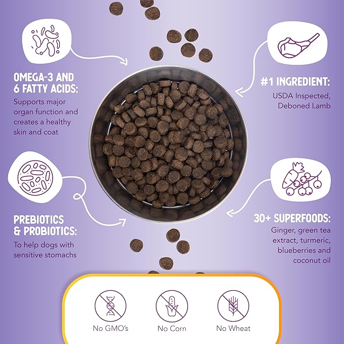 Health Extension Lamb & Brown Rice Dry Dog Food (4 lb / 1.81 kg) - Nutritious Free-Range Lamb Formula with Probiotics, Antioxidants & Omega 3 for Dogs with Sensitive Digestion (Pack of 2)