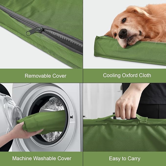 Orthopedic Dog Bed for Medium Dogs - Waterproof & Machine Washable Pet Bed with Egg Crate Foam, Removable Cover for Easy Cleaning, for Indoor & Outdoor Use, 30x20 Inch, Light Green