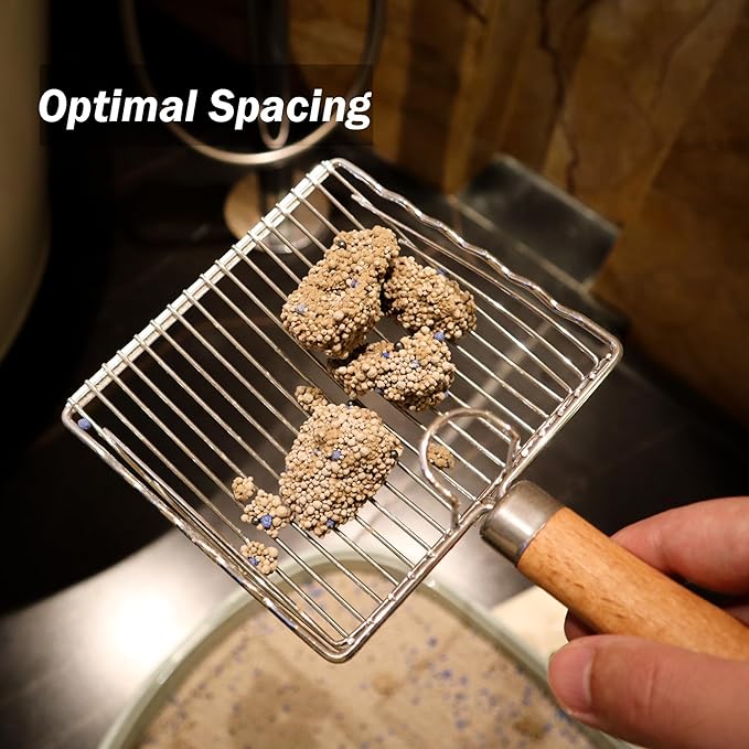 Cat Litter Scoop, Kitty Litter Scooper Metal, Deep Shovel, Wood Handle, Litter Box Fast Sifting for Cats and Kittens