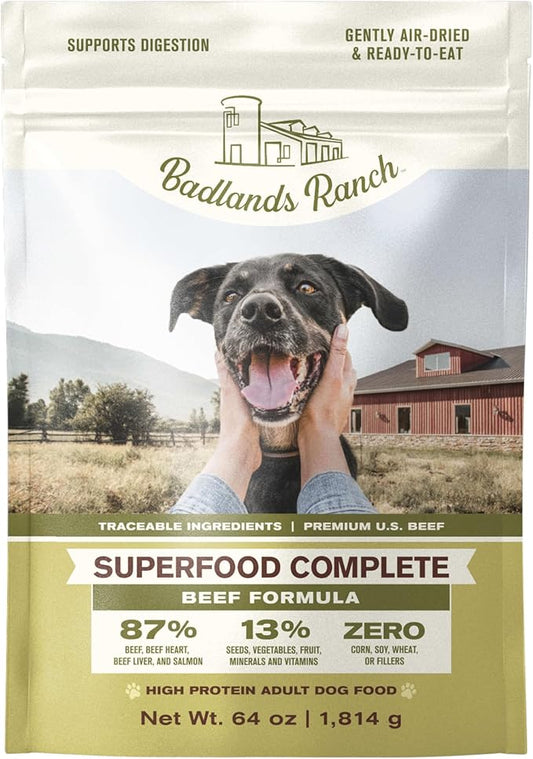 Superfood Complete, Air-Dried Adult Dog Food - High Protein, Zero Fillers, Superfood Nutrition by Katherine Heigl (64 oz., Beef Formula)